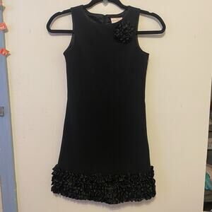 Jennie & Me Girl 10 Holiday Festive Party Dress Black Ruffle Bow Flower Slevless